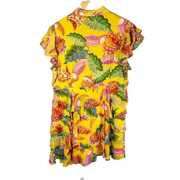 FARM RIO Beaks & Bananas Ruffle Flowy Casual Summer Mini Dress Small - Picture 3 of 13